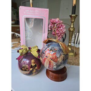 Holiday Barbie 4" Decoupage Winter Scene Ornaments by Matrix Lot of 2